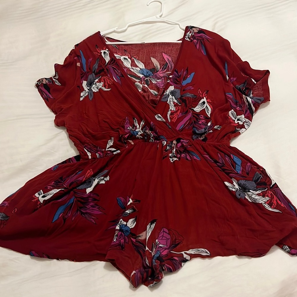 2XL tropical burgundy romper